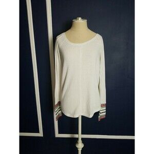 Sun And Shadow Nordstrom -Blouse Cream Embroidered Long Sleeve  Size Medium